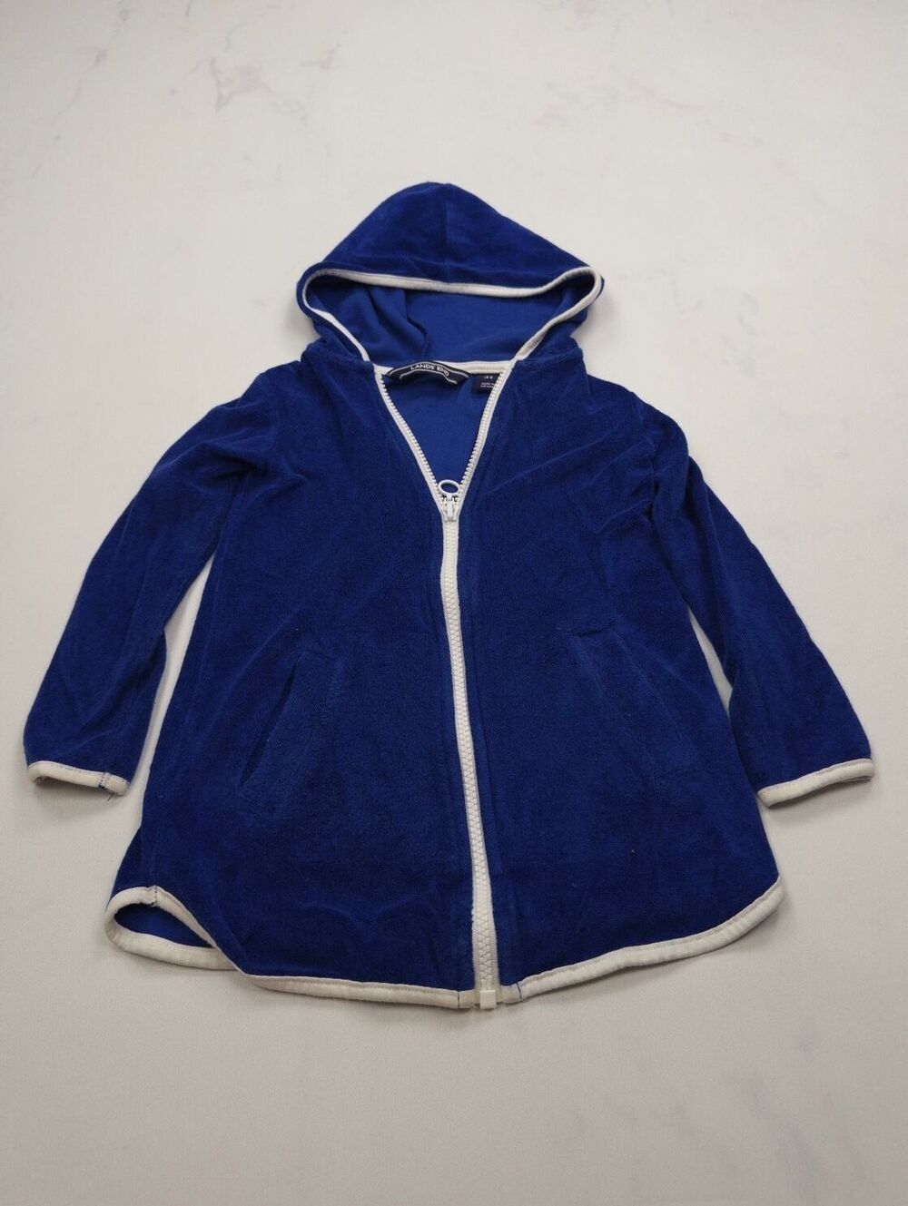 Lands' End Hoodie Jacket Blue 2000s Minimalist - Boys 3T